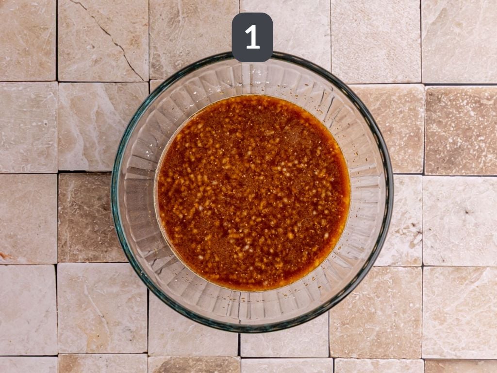 Easy Mongolian Tofu Step 1 - whisk together the sauce ingredients
