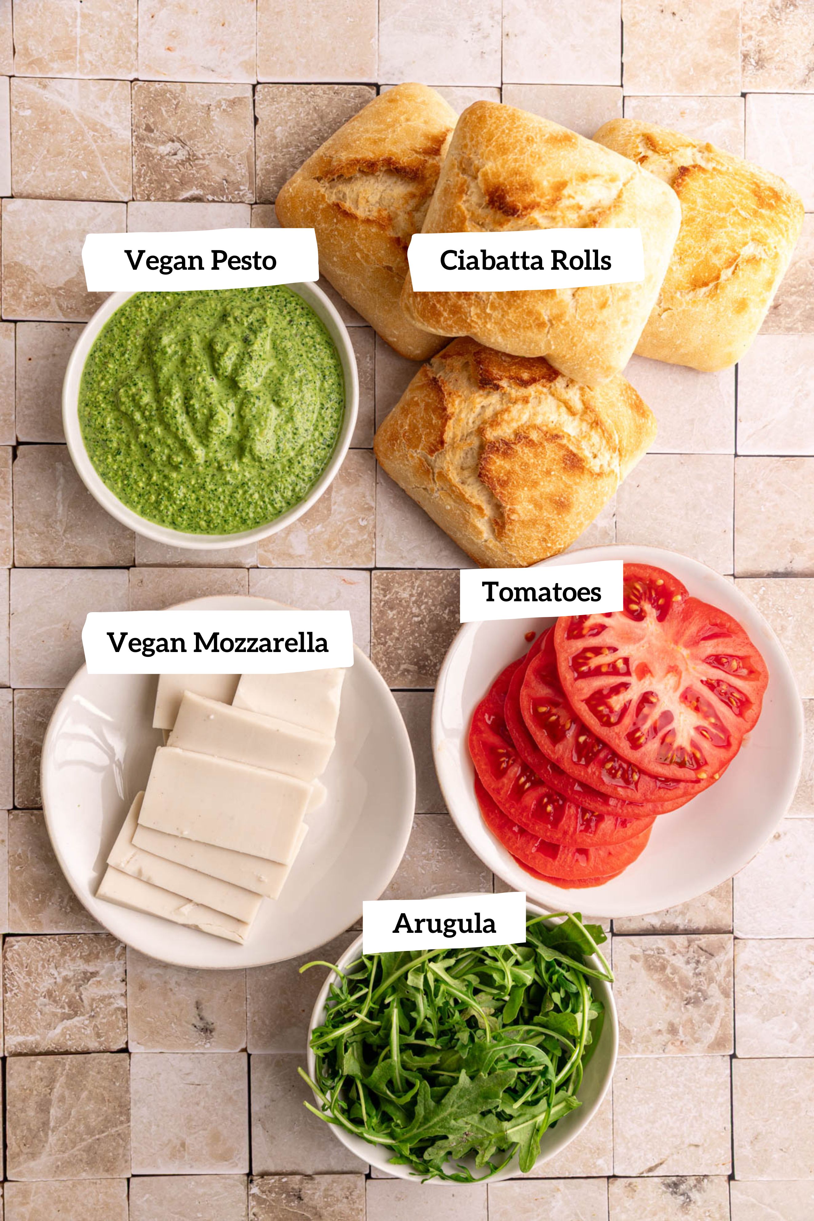Vegan Pesto sandwich ingredients