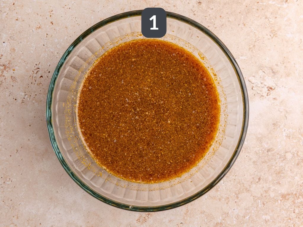 Vegan Singapore Noodles Step 1 - mix the sauce ingredients.