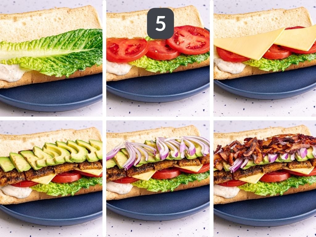 Vegan Chicken Bacon Ranch Sandwich Step 5 - assemble the sandwich.