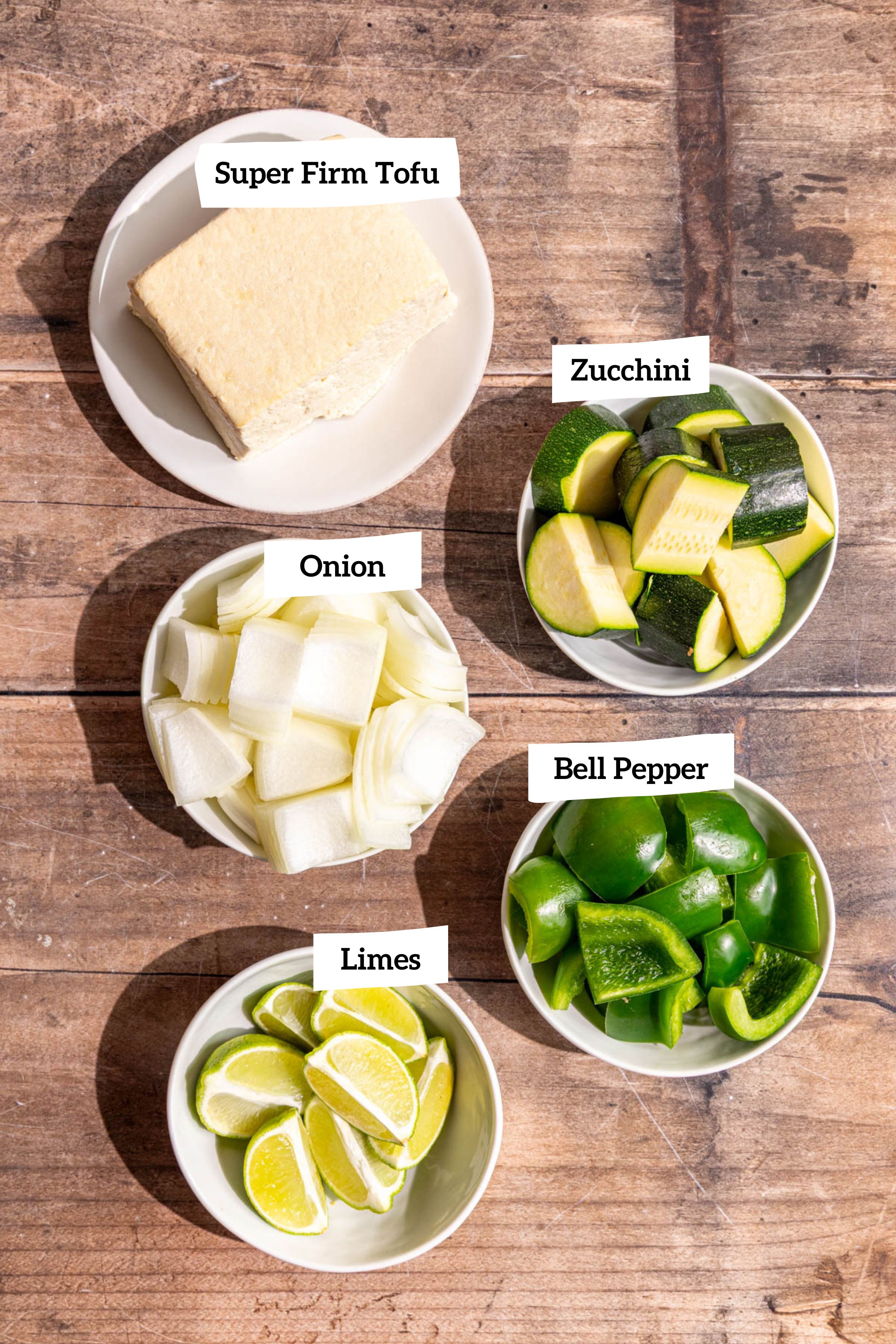 Vegan chicken skewers ingredients.