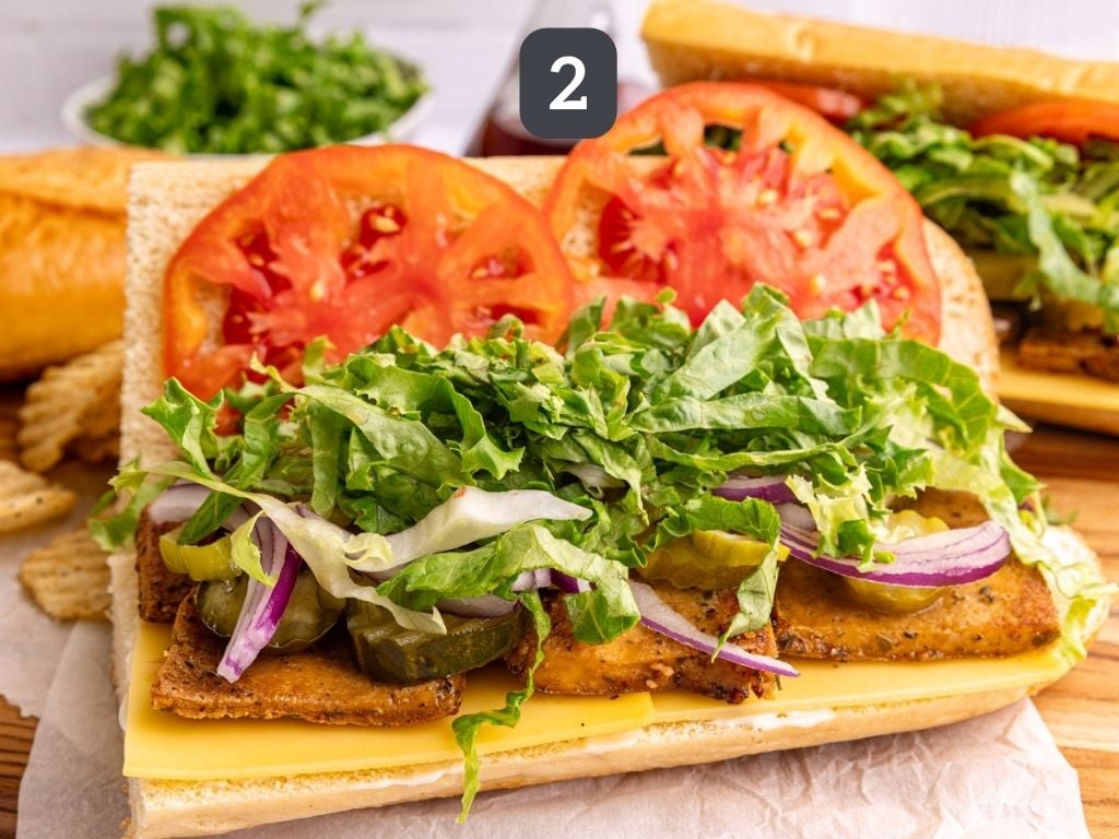 Vegan Deli Turkey Sandwich Step 2 - assemble the sandwich.
