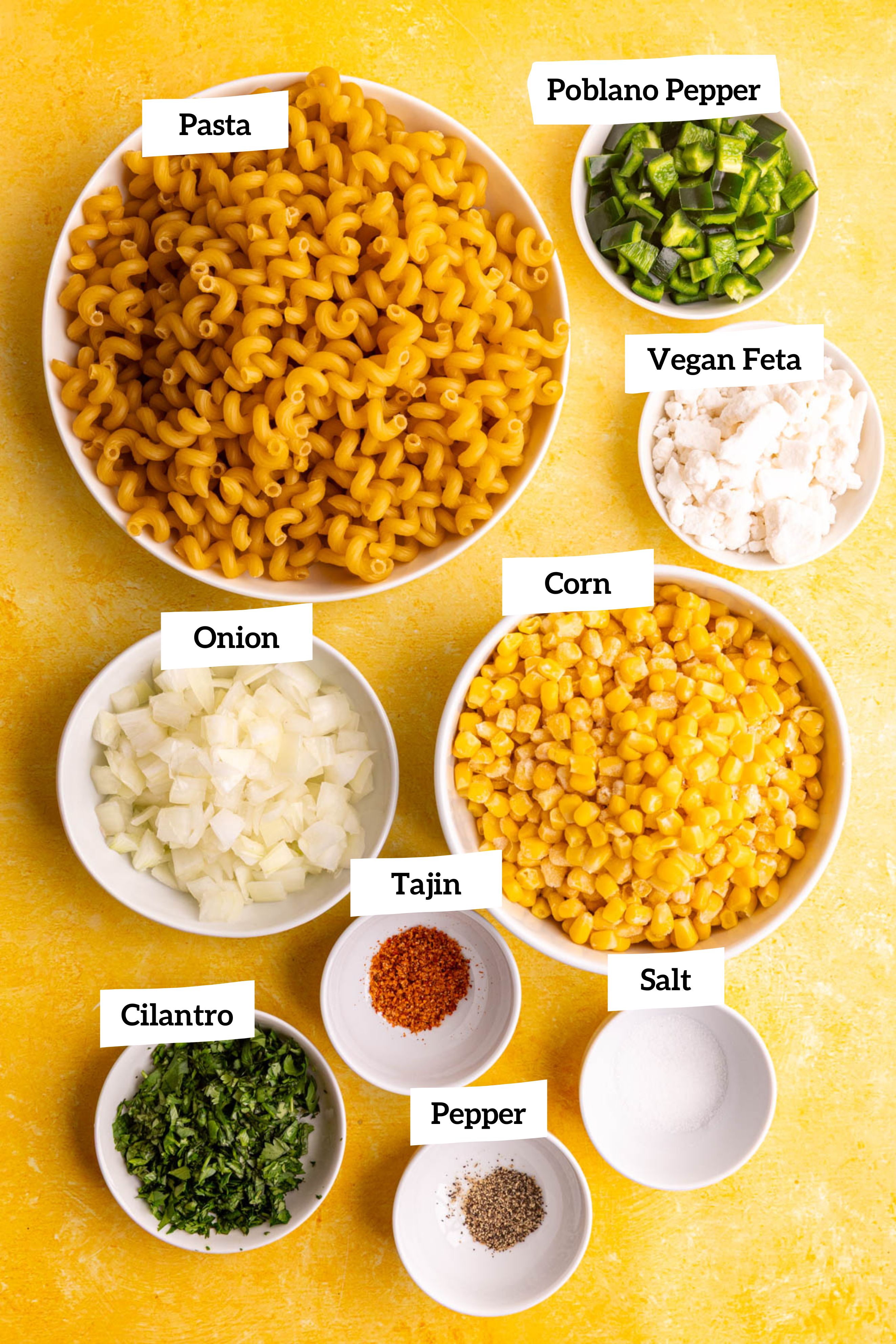 Vegan Elote Corn Pasta Salad Ingredients