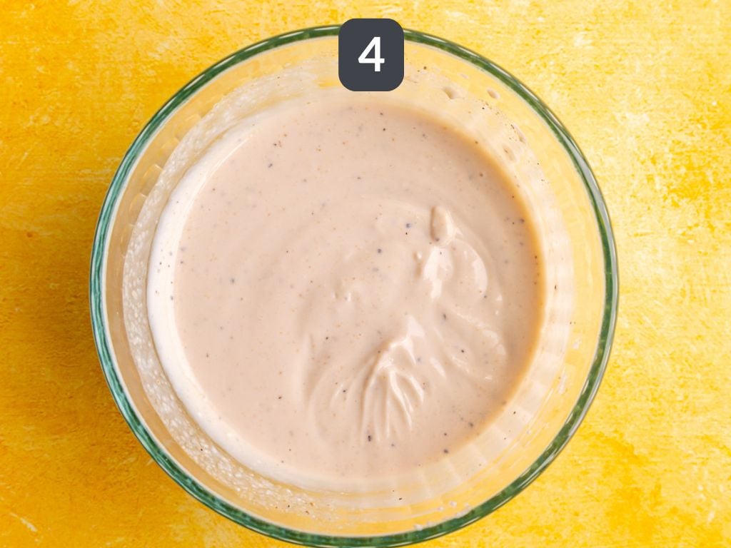 Vegan Elote Corn Pasta Salad Step 4 - mix the dressing ingredients.