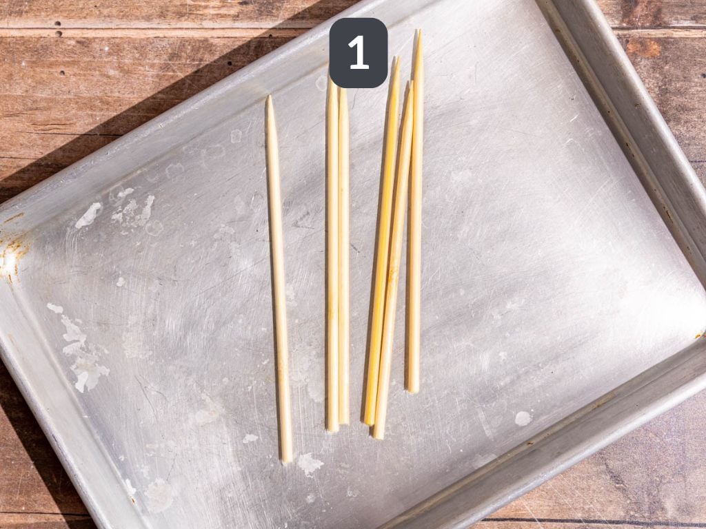 Vegan Grilled Chicken Skewers step 1 - soak the skewers.