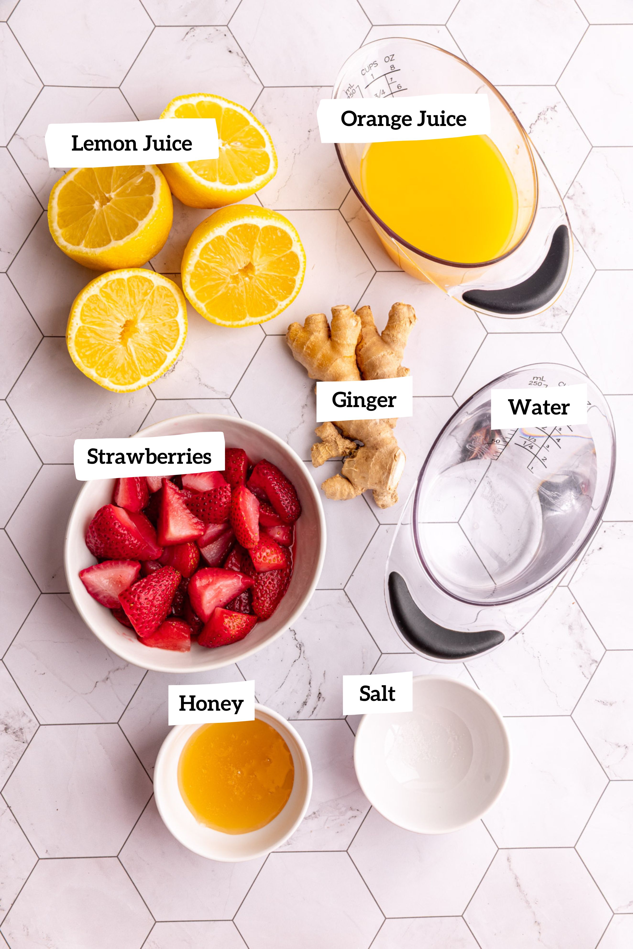 Strawberry Lemon Ginger Wellness Shots Ingredients