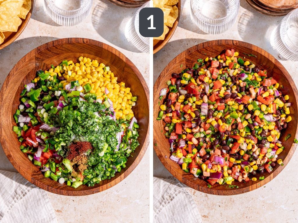 Vegan Cowboy Caviar Step 1 - mix all the ingredients.