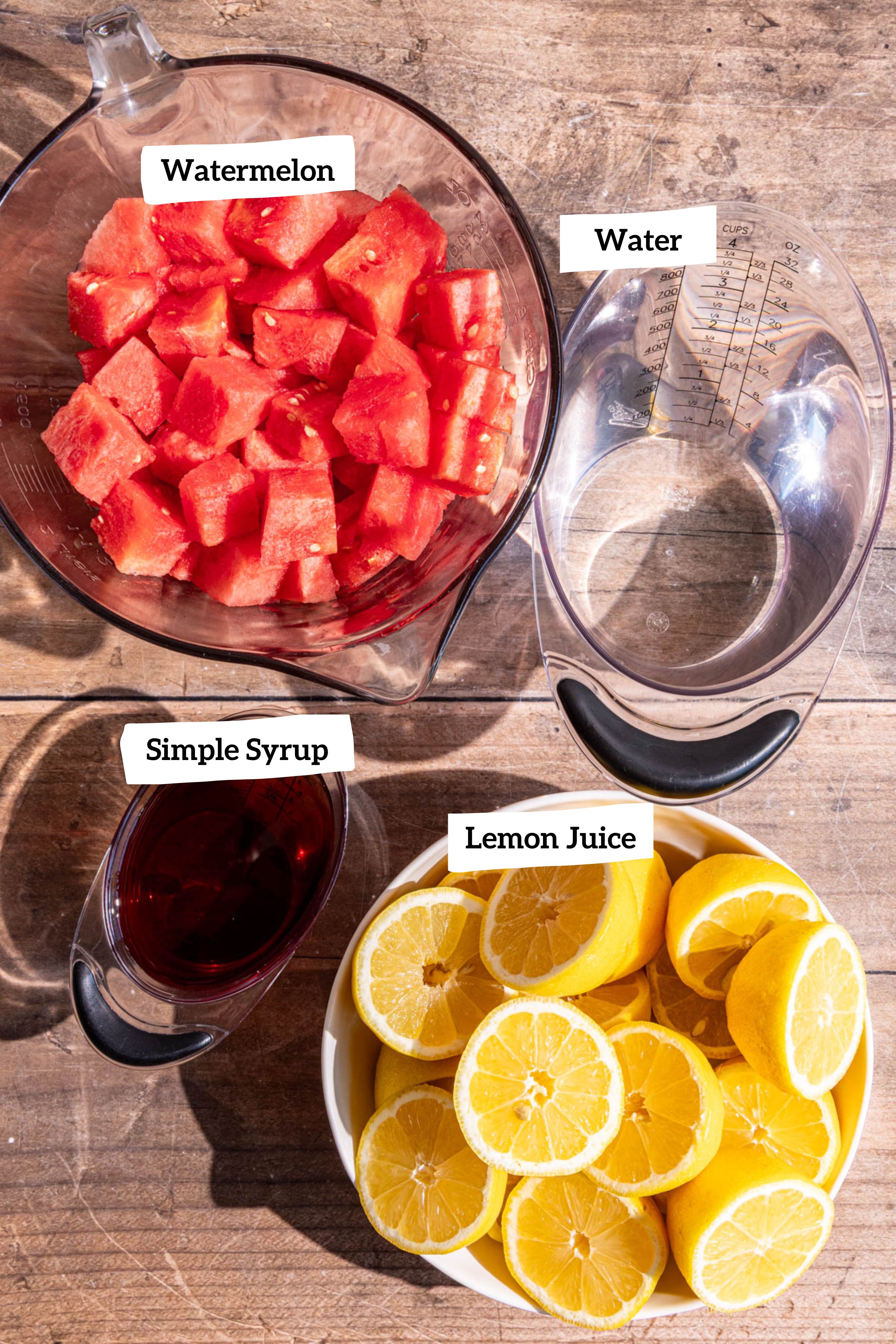 Watermelon Lemonade ingredients.