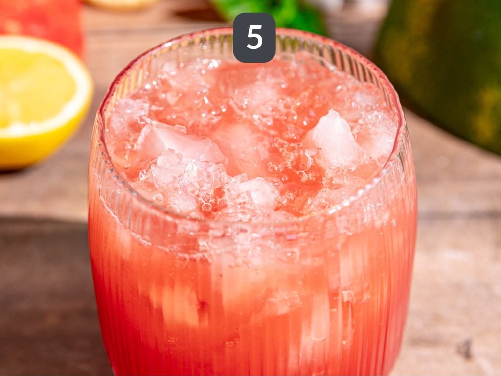 Watermelon Lemonade step 5 - serve over ice.