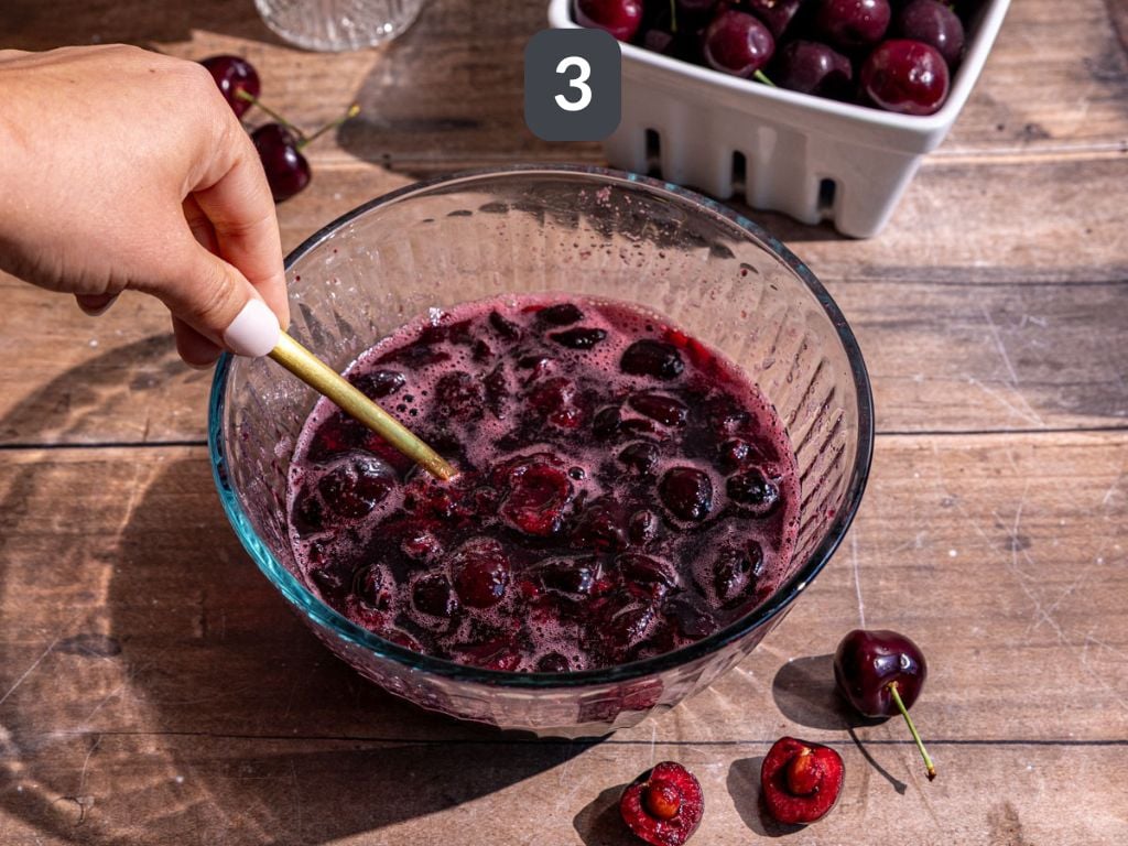 Cherry Shrub Step 3 - stir in the vinegar and vanilla.