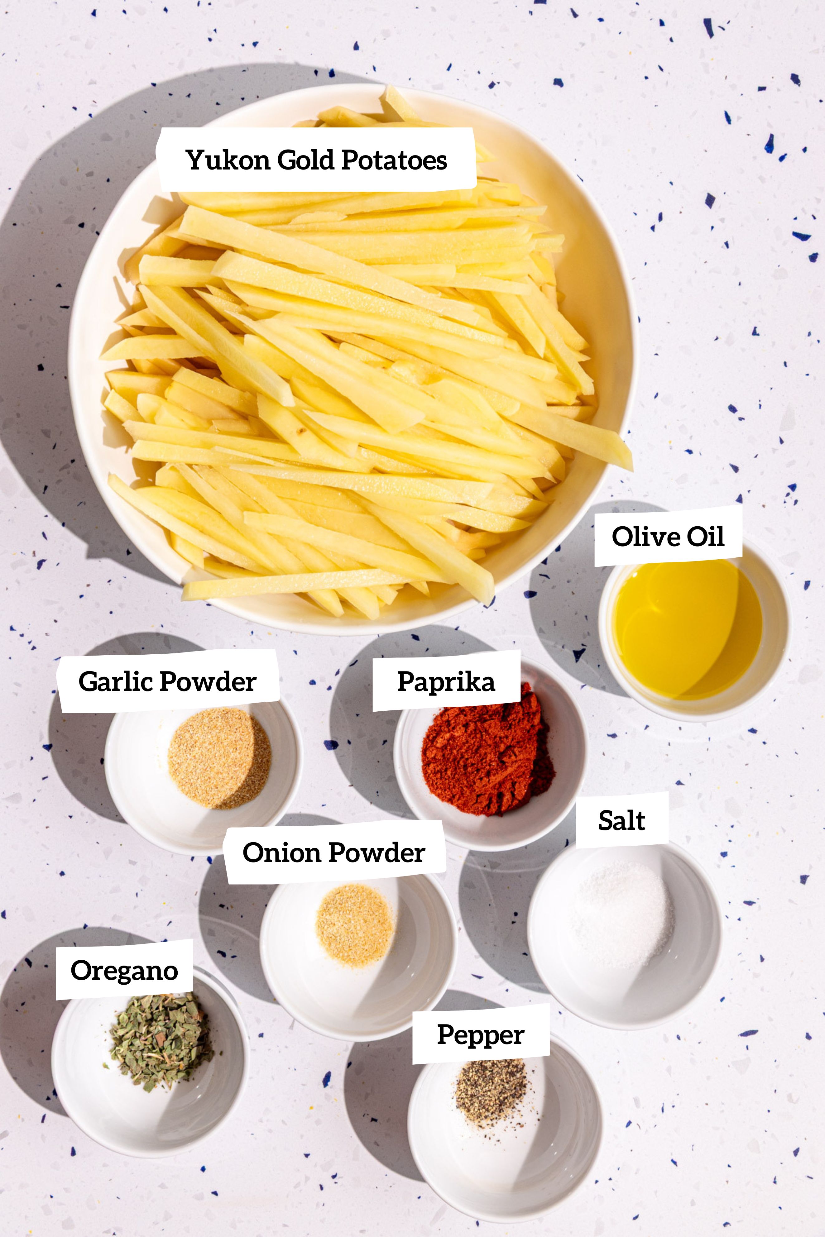 Loaded greek feta fries, fry ingredients