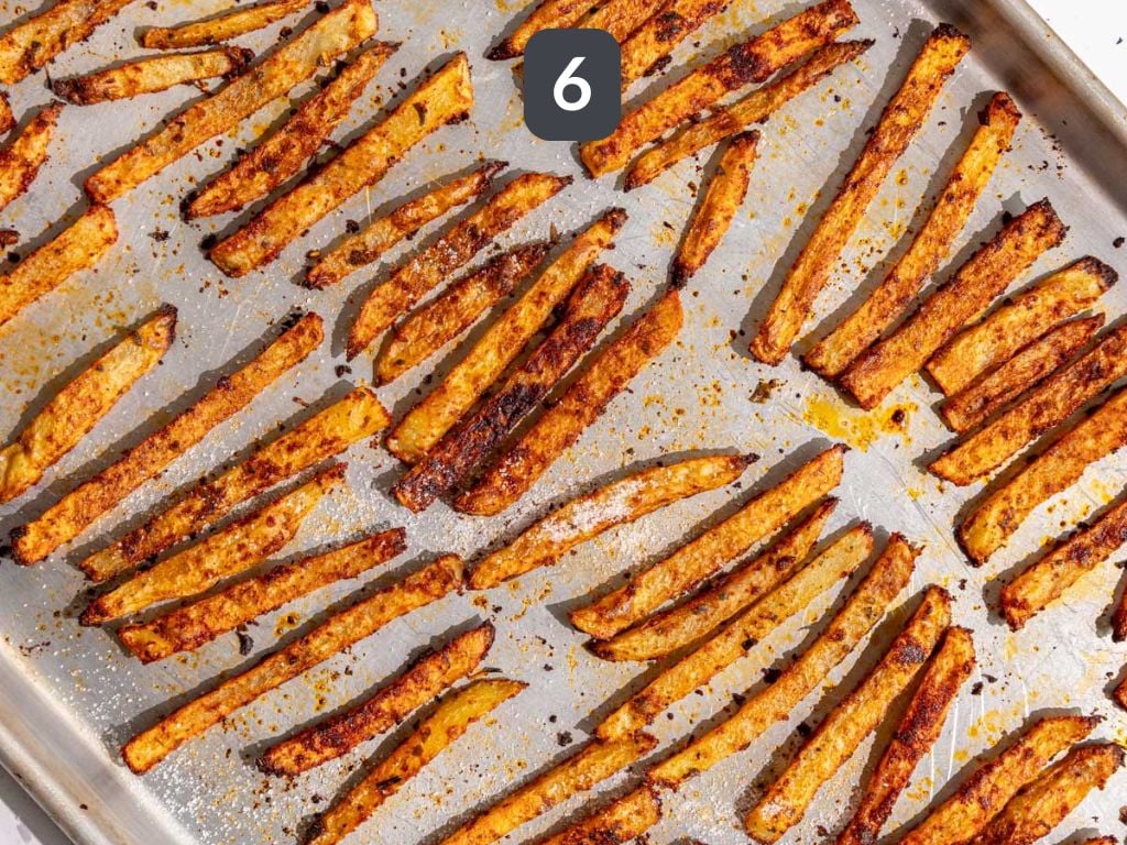 Loaded greek feta fries step 6 - sprinkle with salt