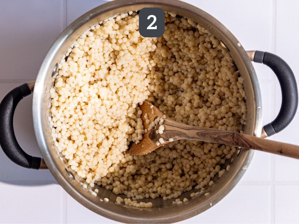 Vegan Greek Couscous Bowls step 2 - cook the couscous.