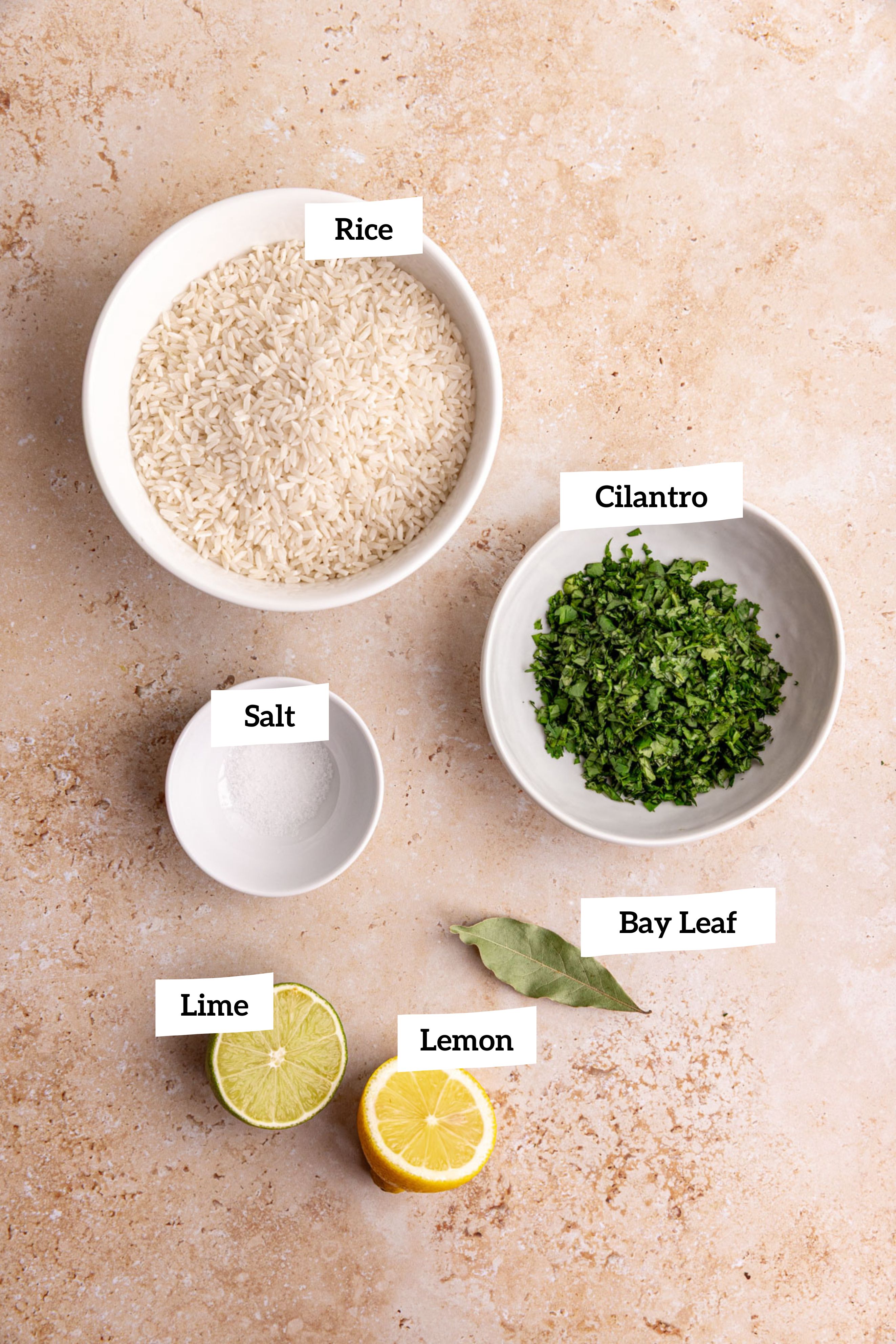 Homemade Cilantro lime rice ingredients