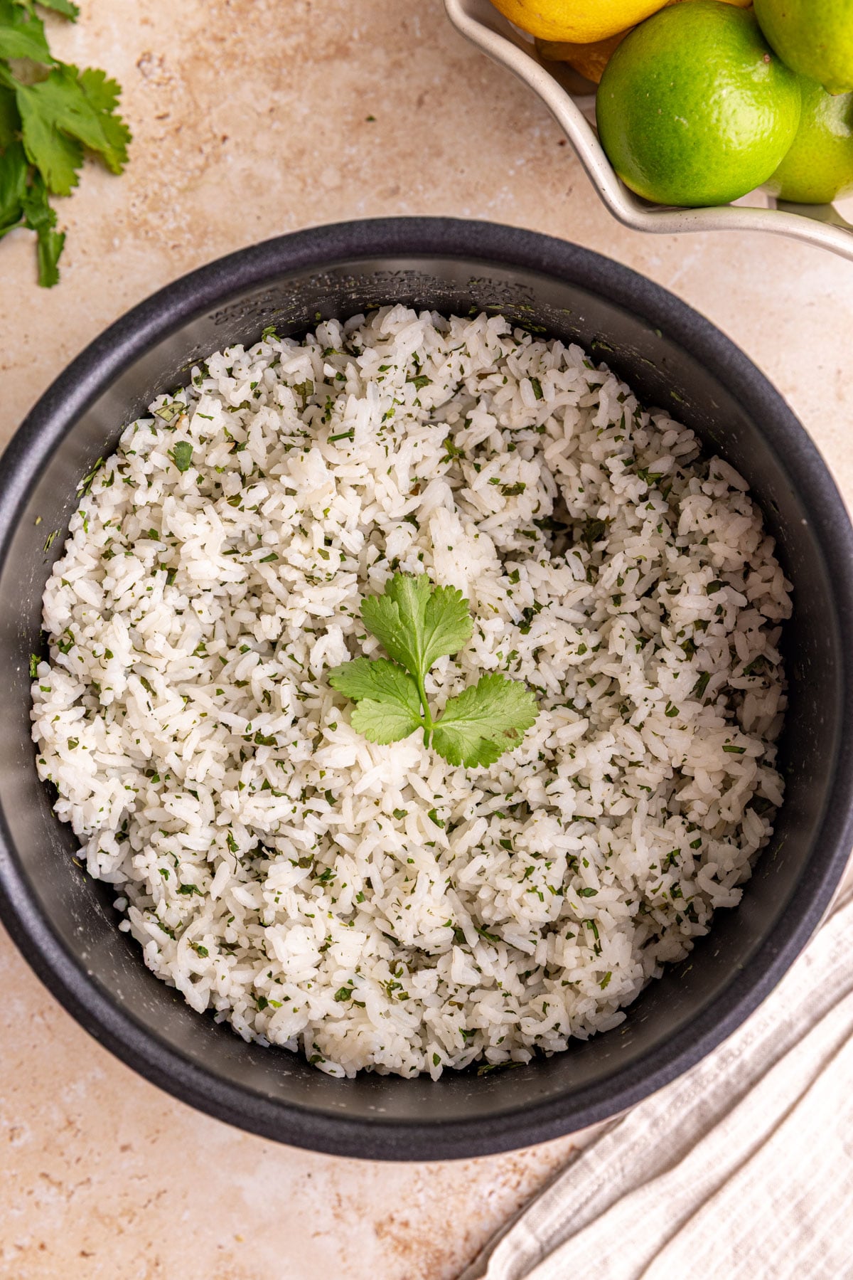 Cilantro lime rice in a bowl, ready to serve.