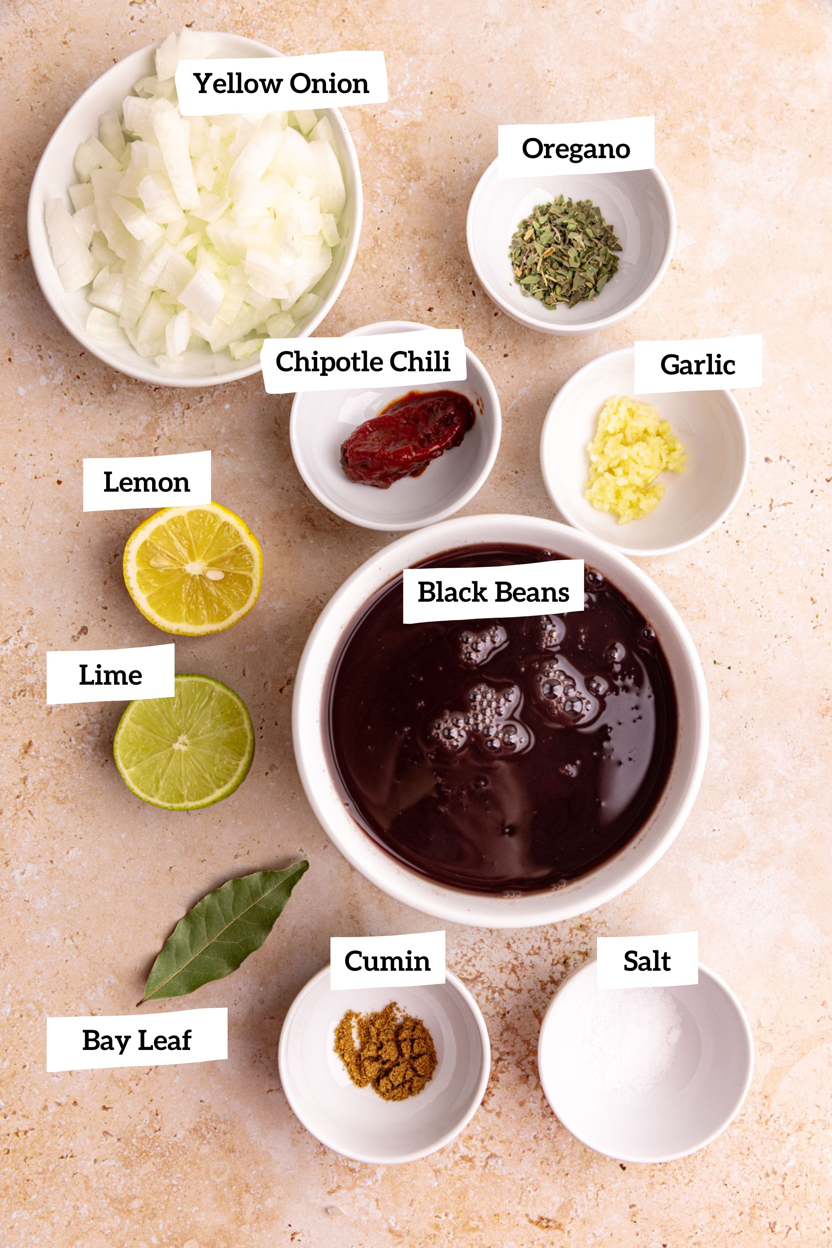 Homemade chipotle beans ingredients
