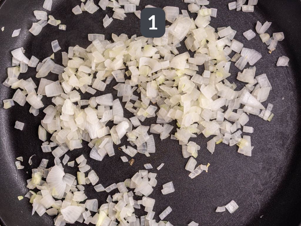 Homemade chipotle beans step 1 - sauté the onion
