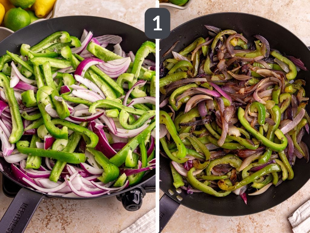 Homemade chipotle style fajita veggies step 1.