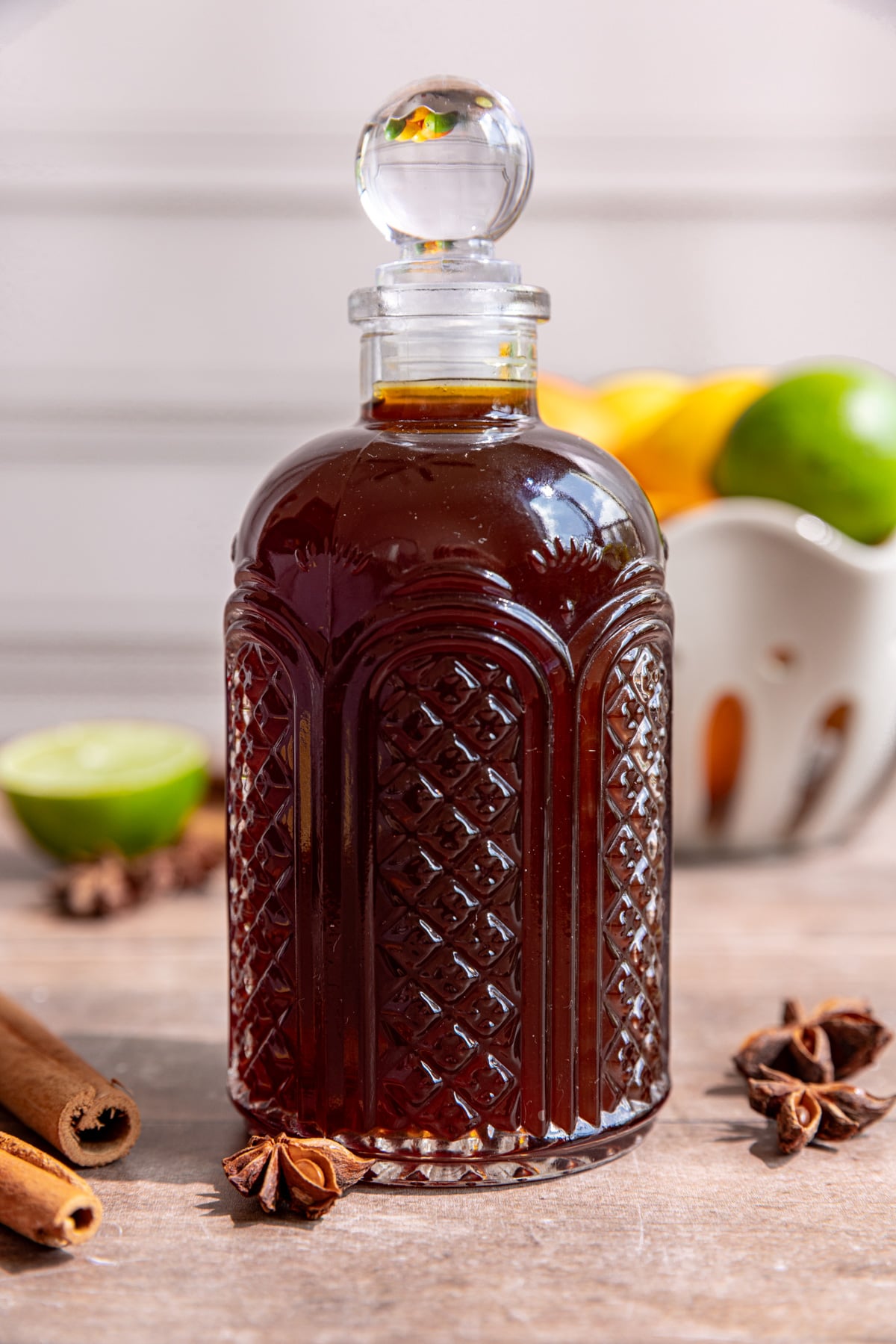 A bottle of homemade cola syrup