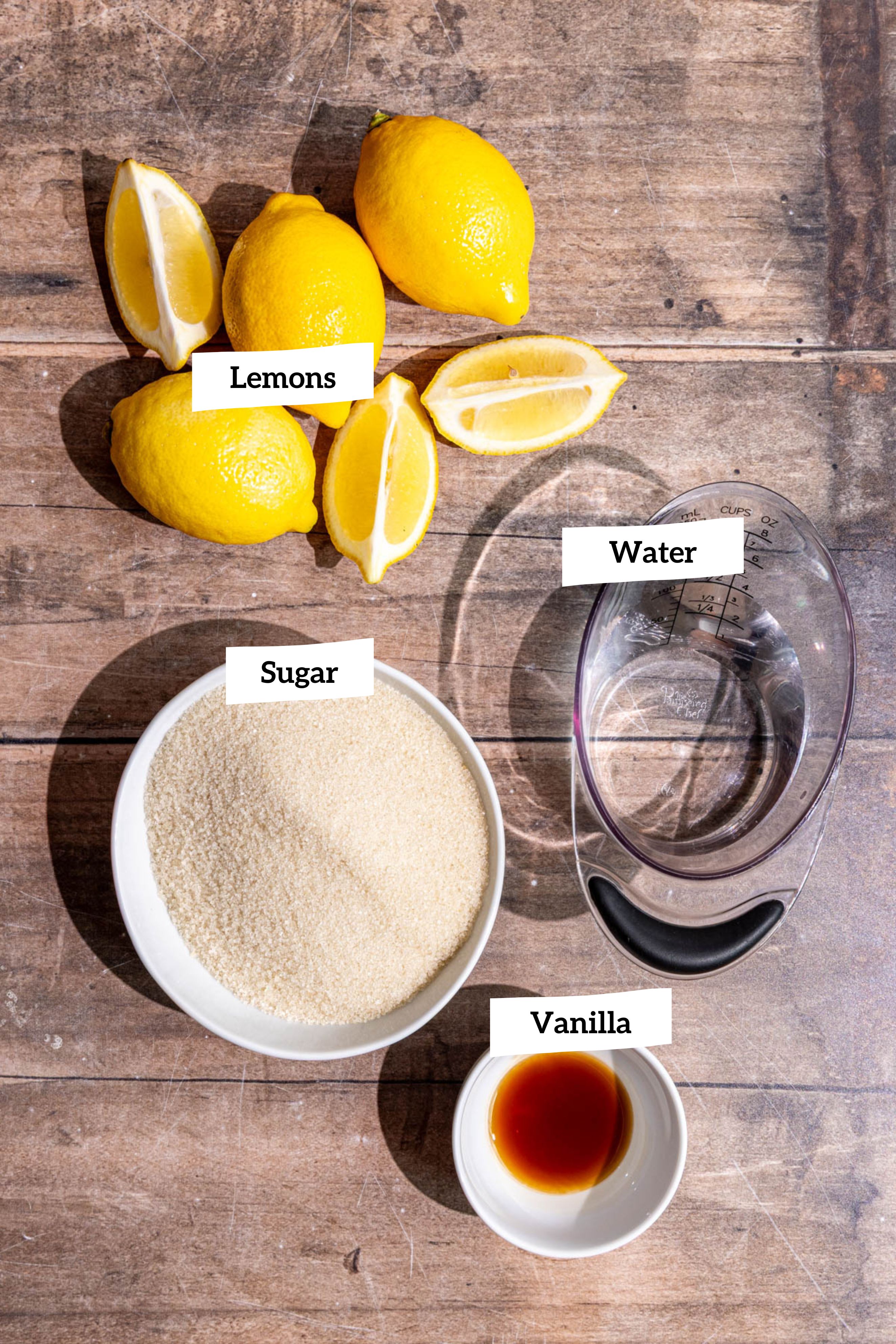 Homemade Lemon Cream Soda Lemon Syrup Ingredients.