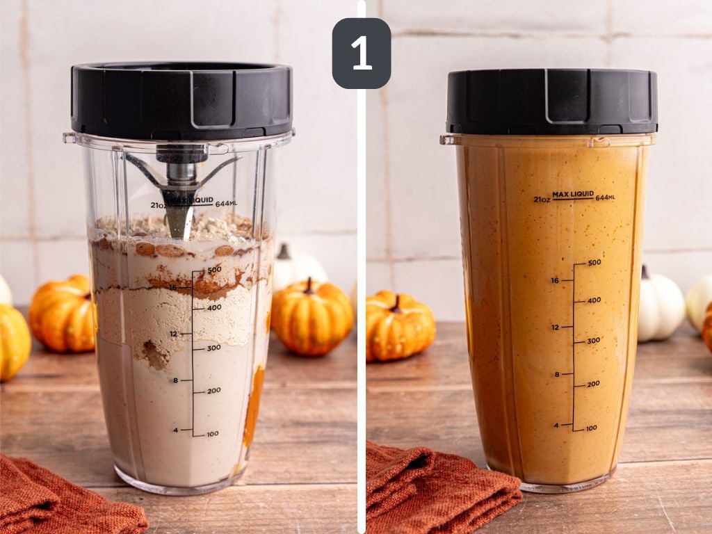 Pumpkin banana smoothie step 1 - blend all the ingredients.
