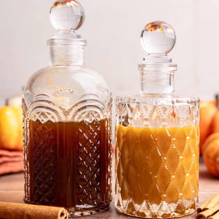 Two bottles of Starbucks-Style Pumpkin Spice Syrup