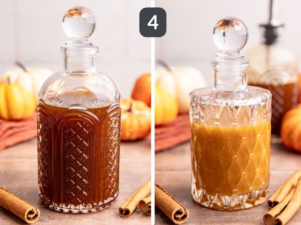 Starbucks-Style Pumpkin Spice Syrup step 4 - mix in the sweetened condensed oat milk, if using.