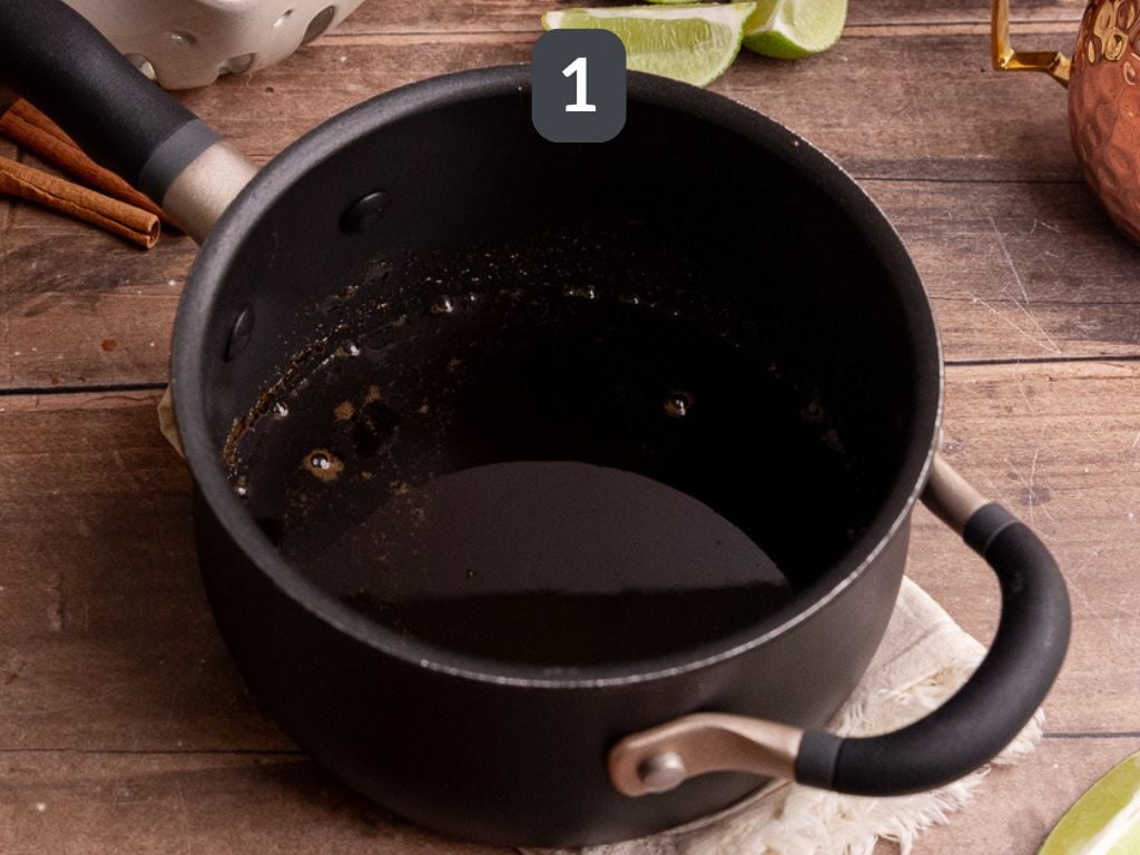 Caramel Apple Mule Mocktail Step 1 - make the coconut sugar syrup