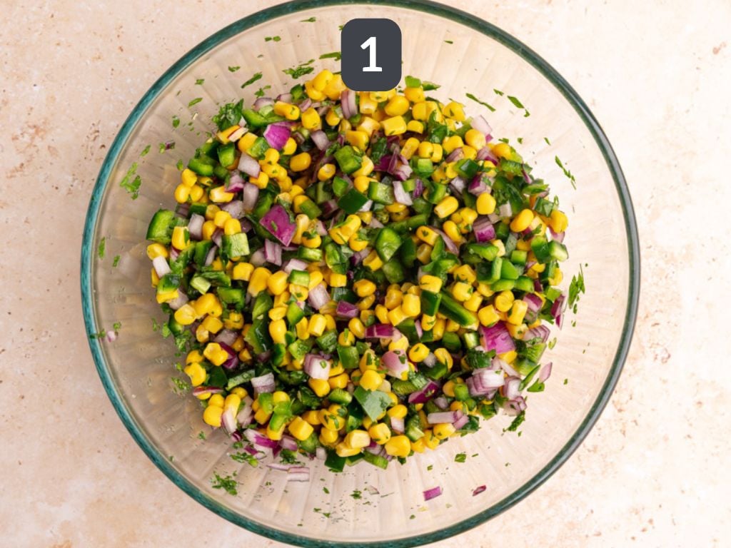 Homemade Chili Corn Salsa Step 1 - mix all the ingredients.