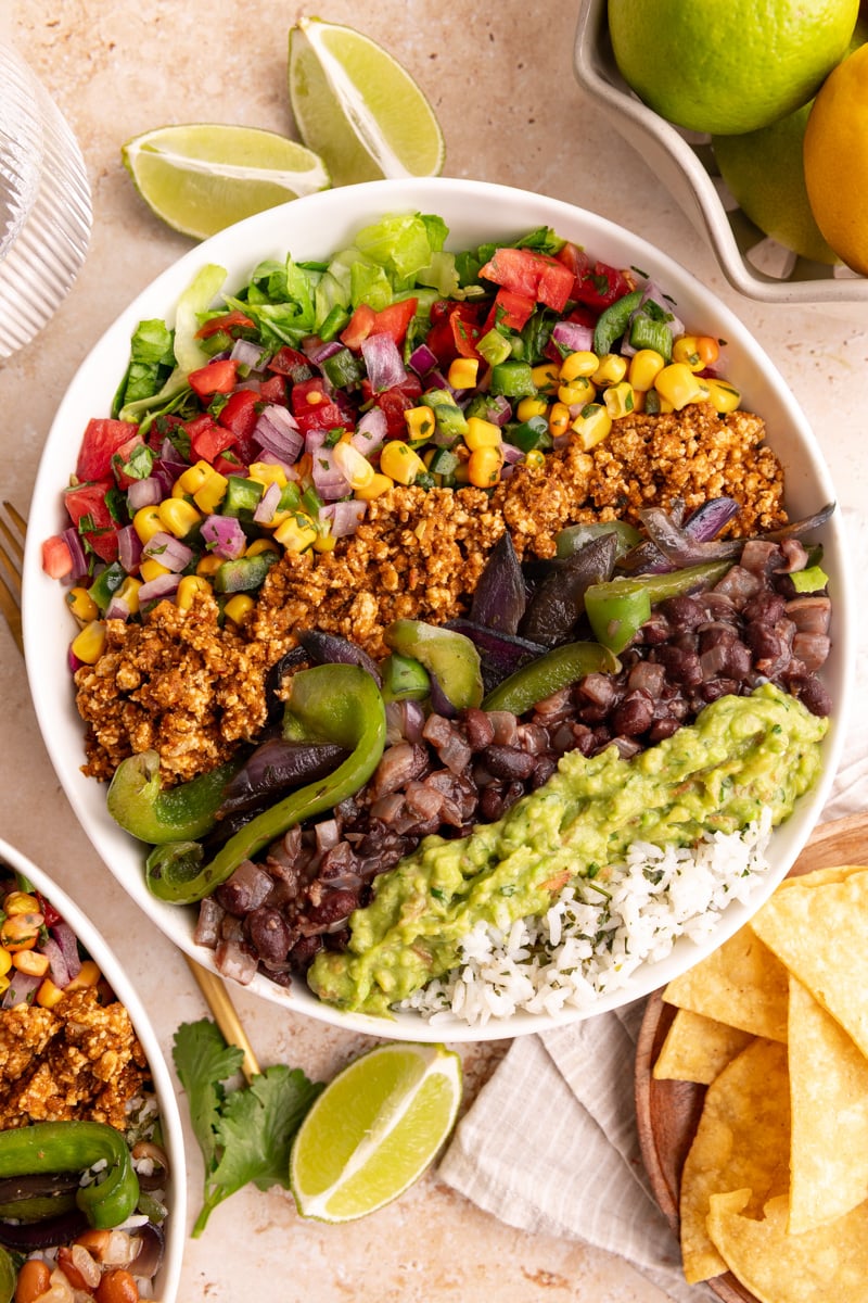 A homemade vegan chipotle bowl.
