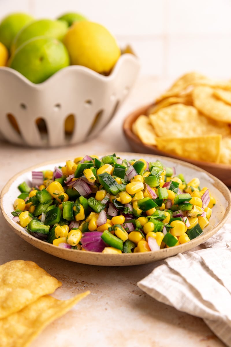 A bowl of Homemade Chili Corn Salsa