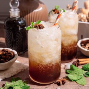 A glass of homemade root beer.