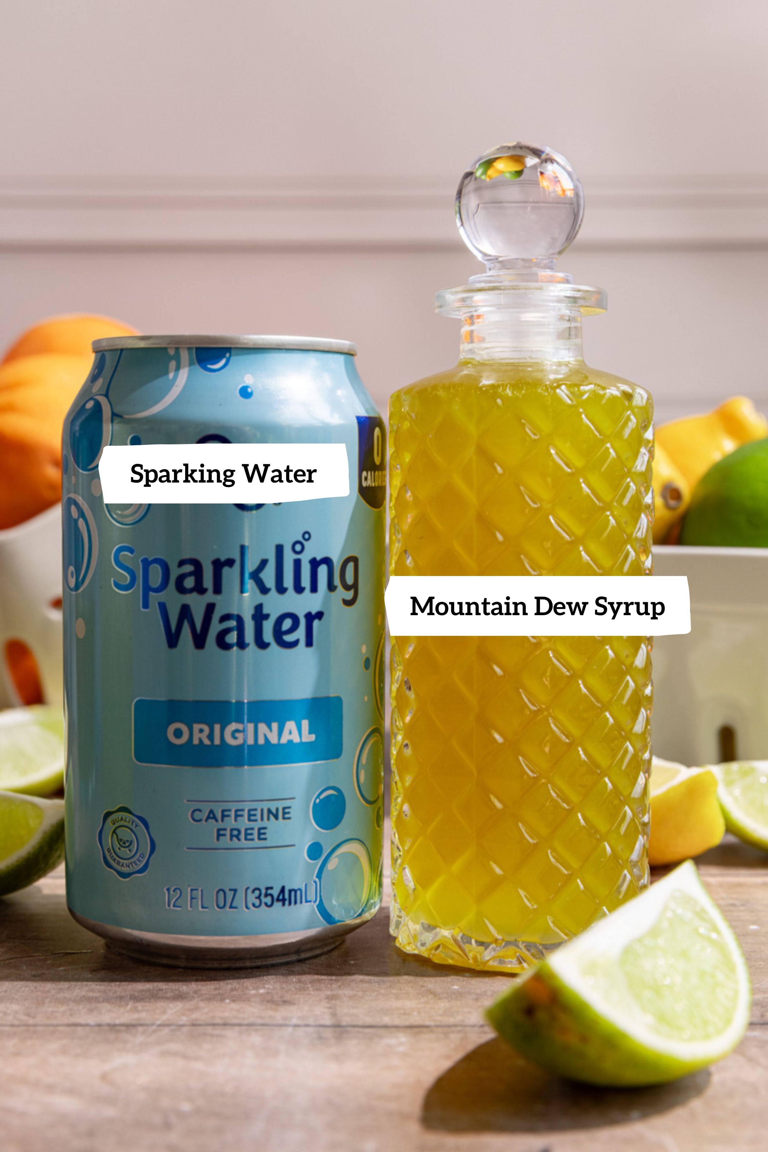 Homemade mountain dew ingredients.