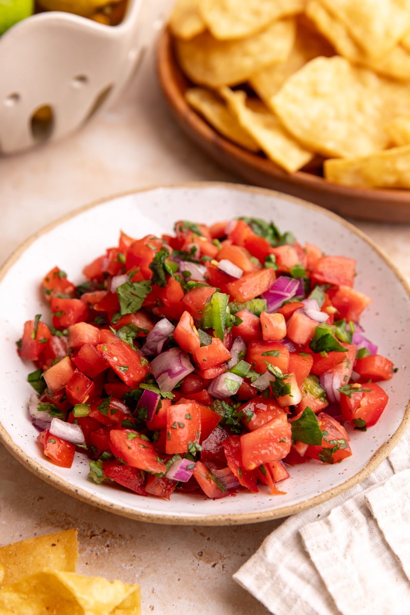 A bowl of Homemade tomato salsa