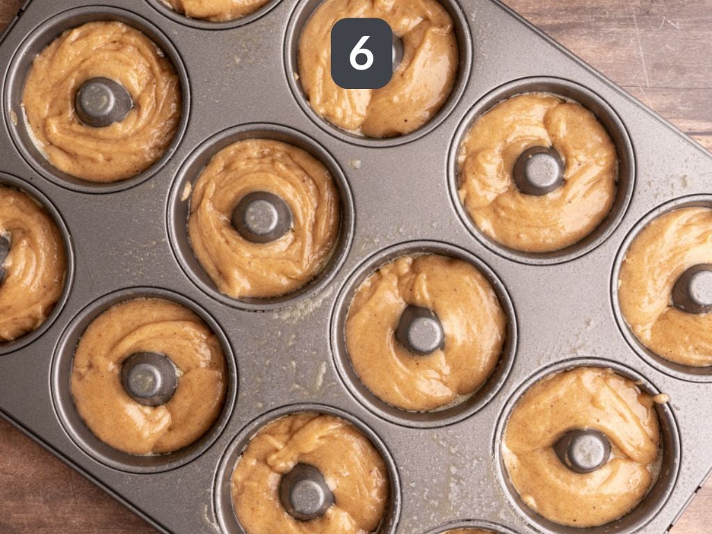 Vegan apple cider cake donuts step 6 - spread into the prepared pan.