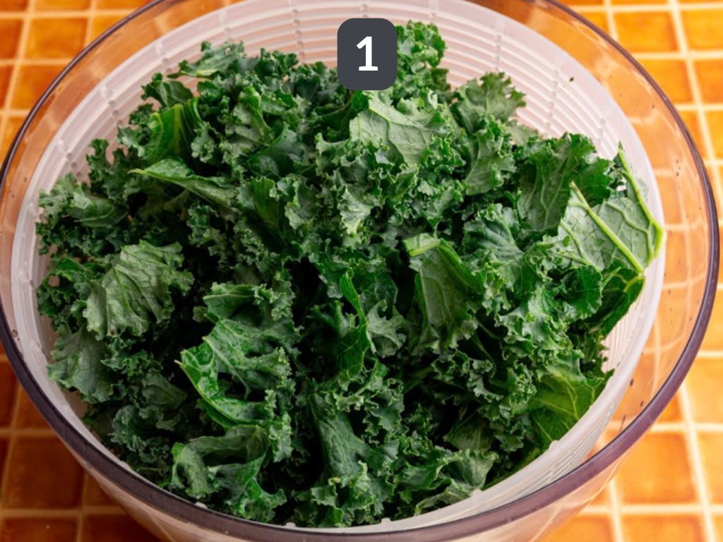 Honey citrus kale step 1 - chop and wash the kale.