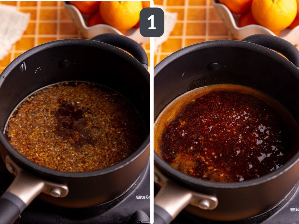 Bibibop style teriyaki sauce step 1 - heat all the ingredients.