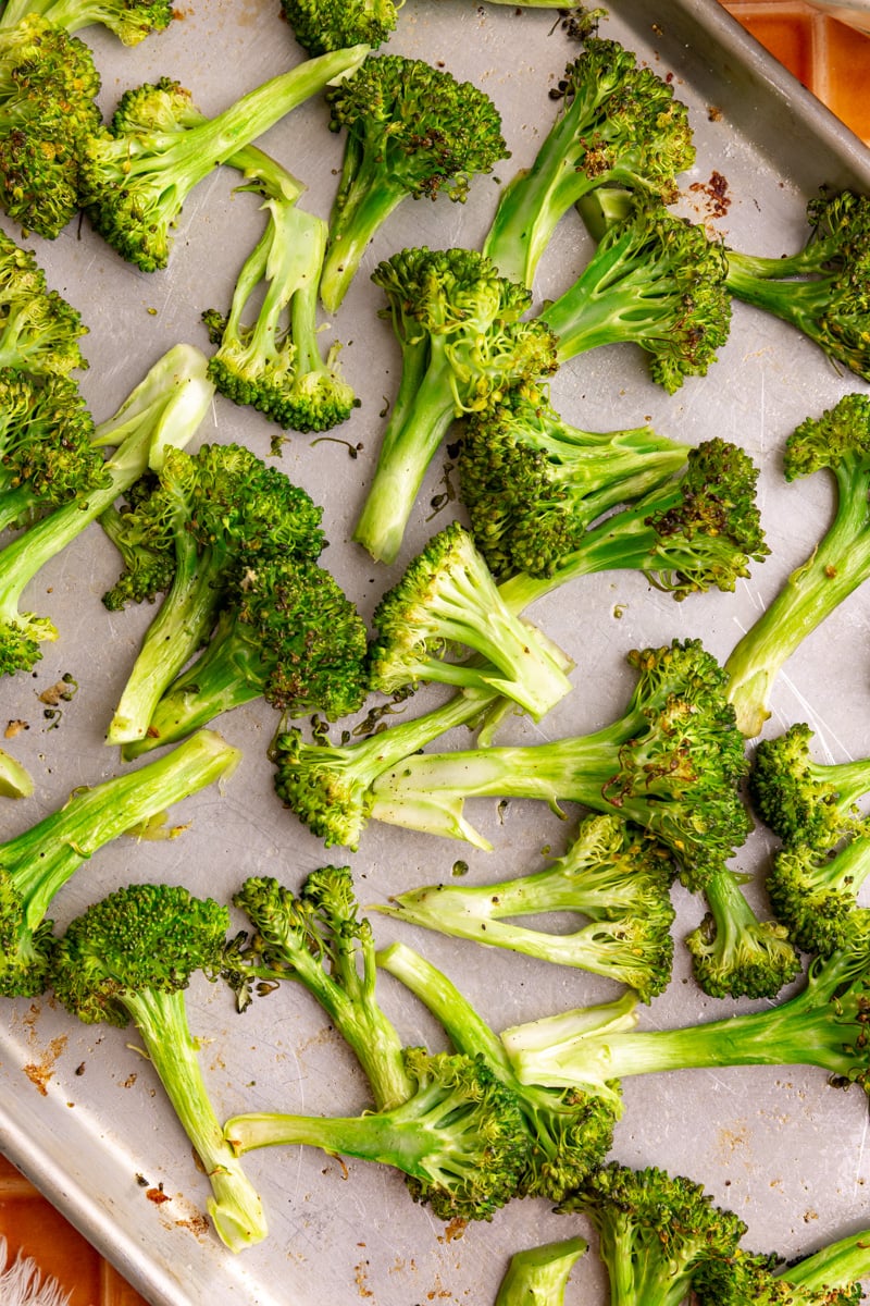 A tray of homemade sesame broccoli.