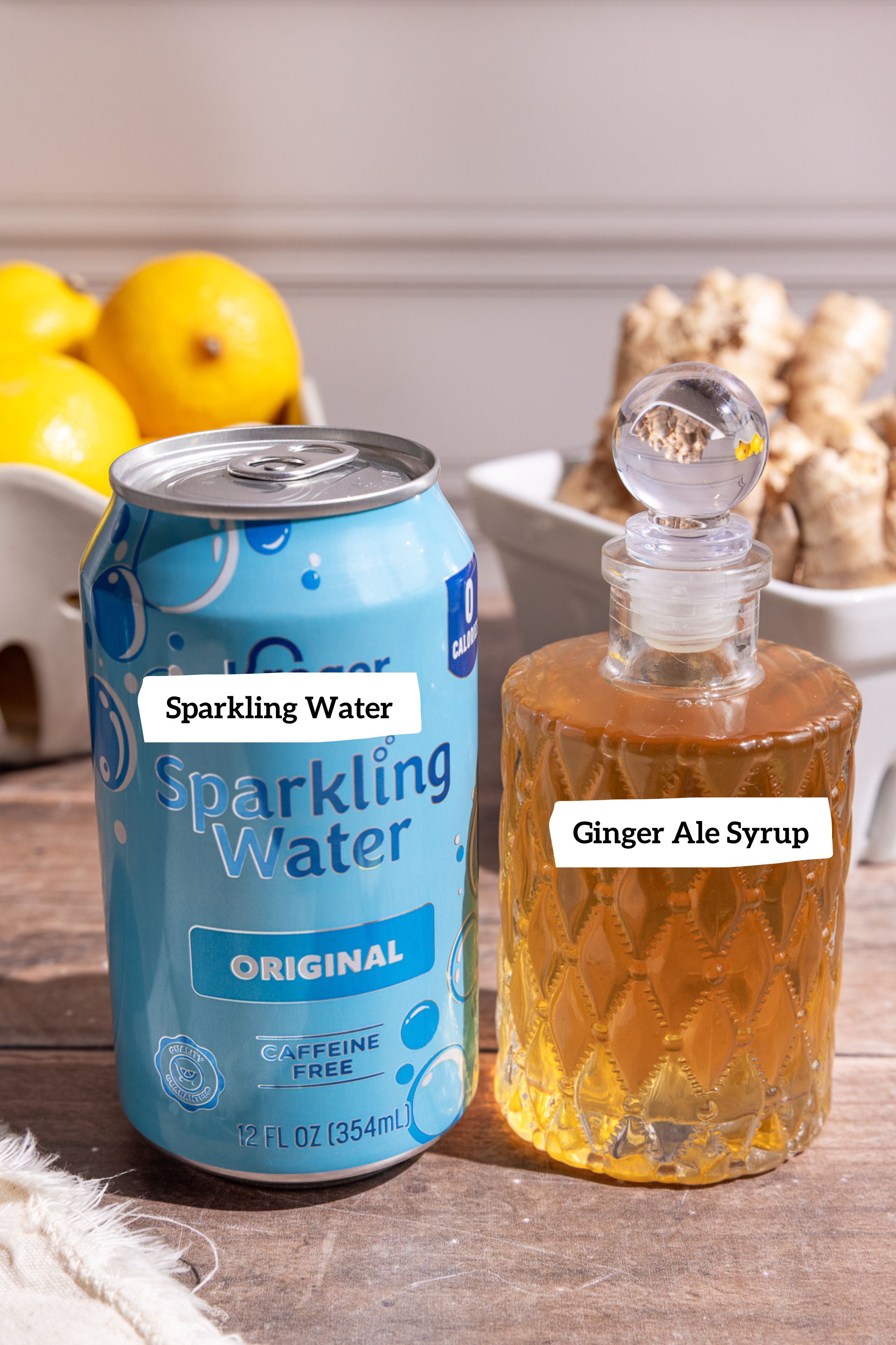 Homemade ginger ale ingredients