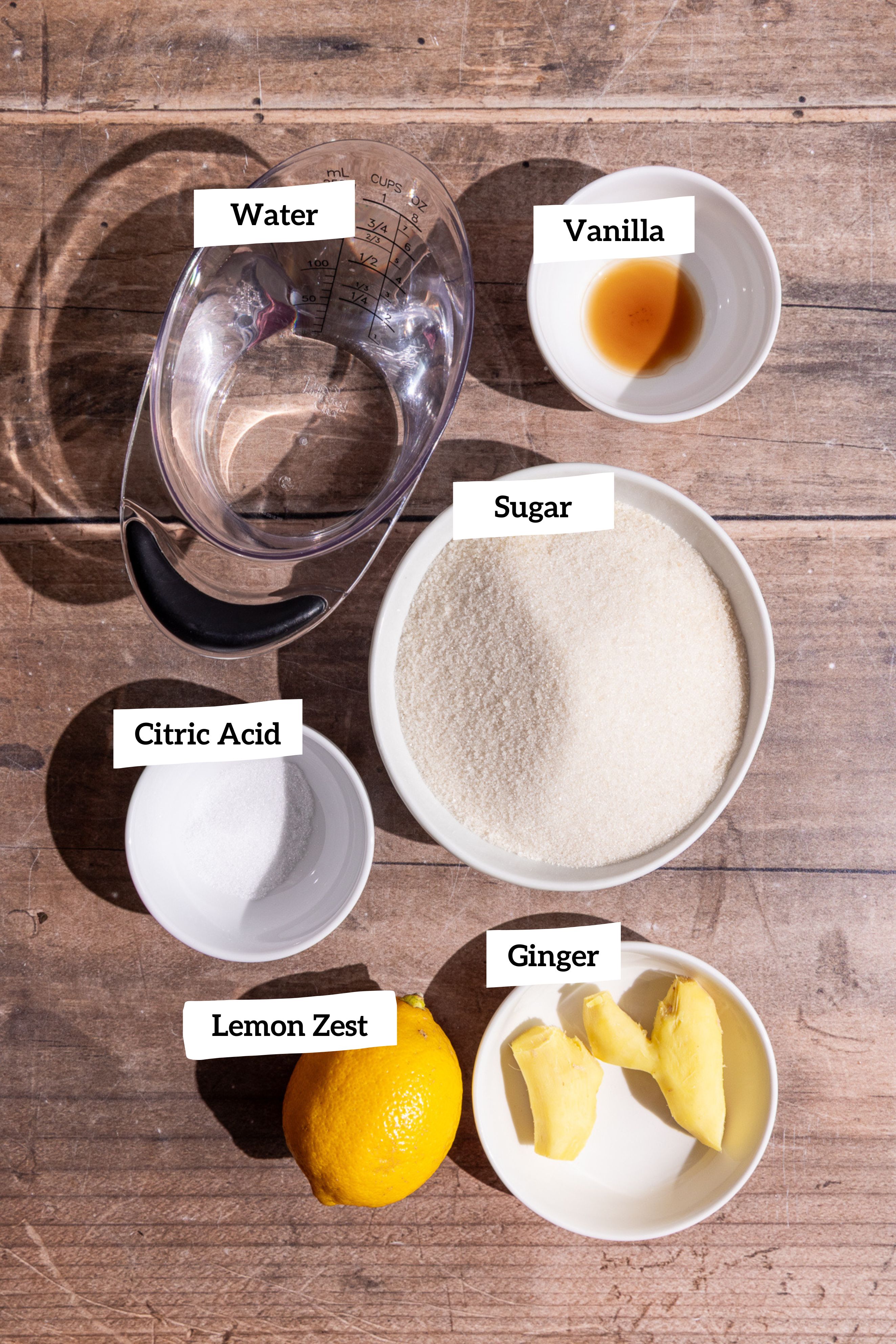 Homemade ginger ale syrup ingredients